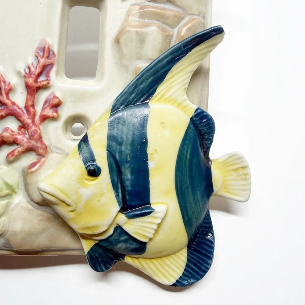 Vintage Ceramic Angel Fish Light Switch Plate